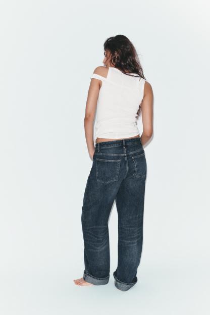 Folded Hem Baggy Fit Jeans