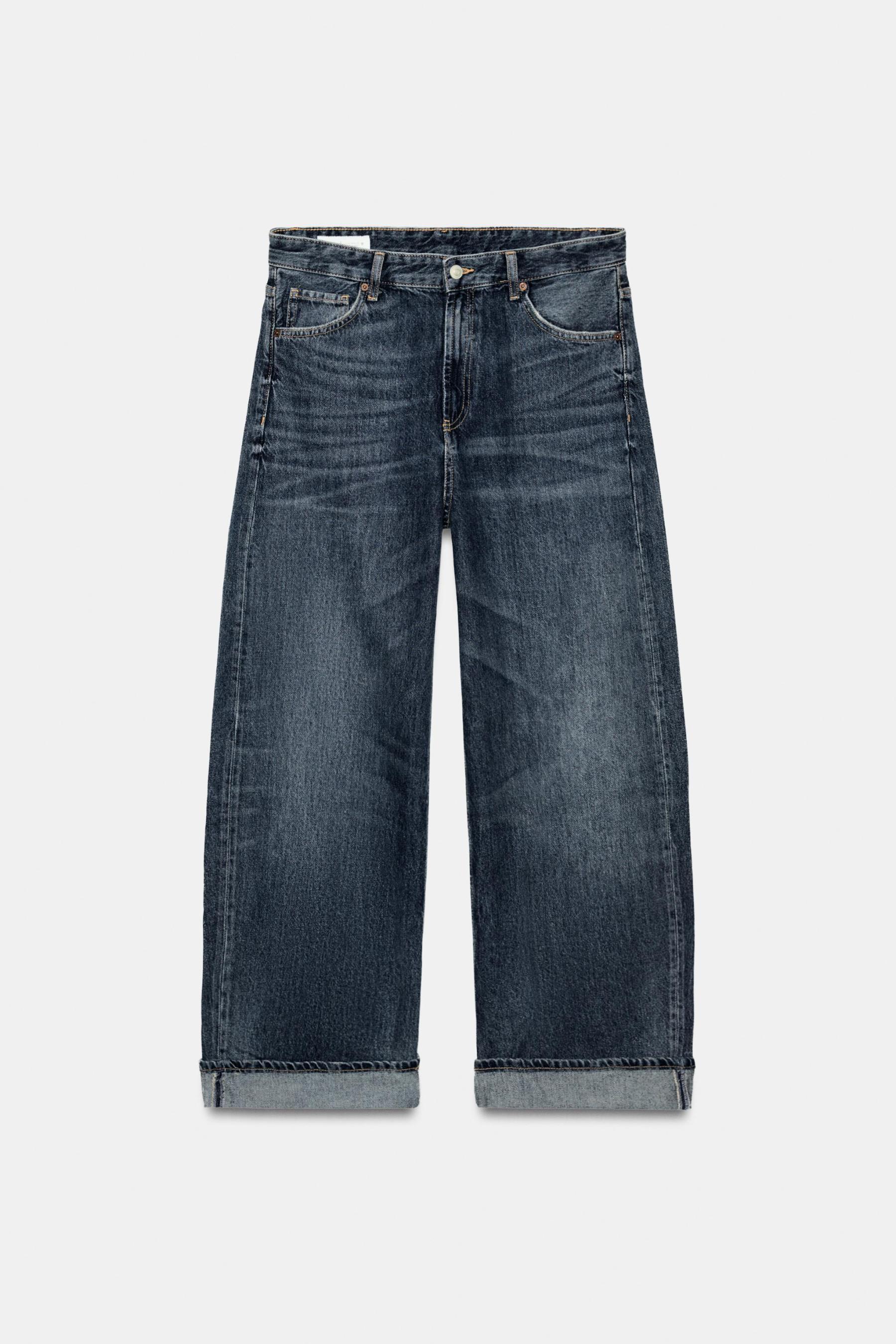 Folded Hem Baggy Fit Jeans