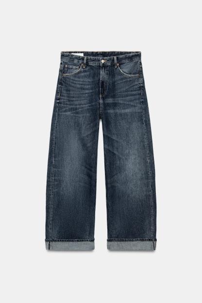 Folded Hem Baggy Fit Jeans