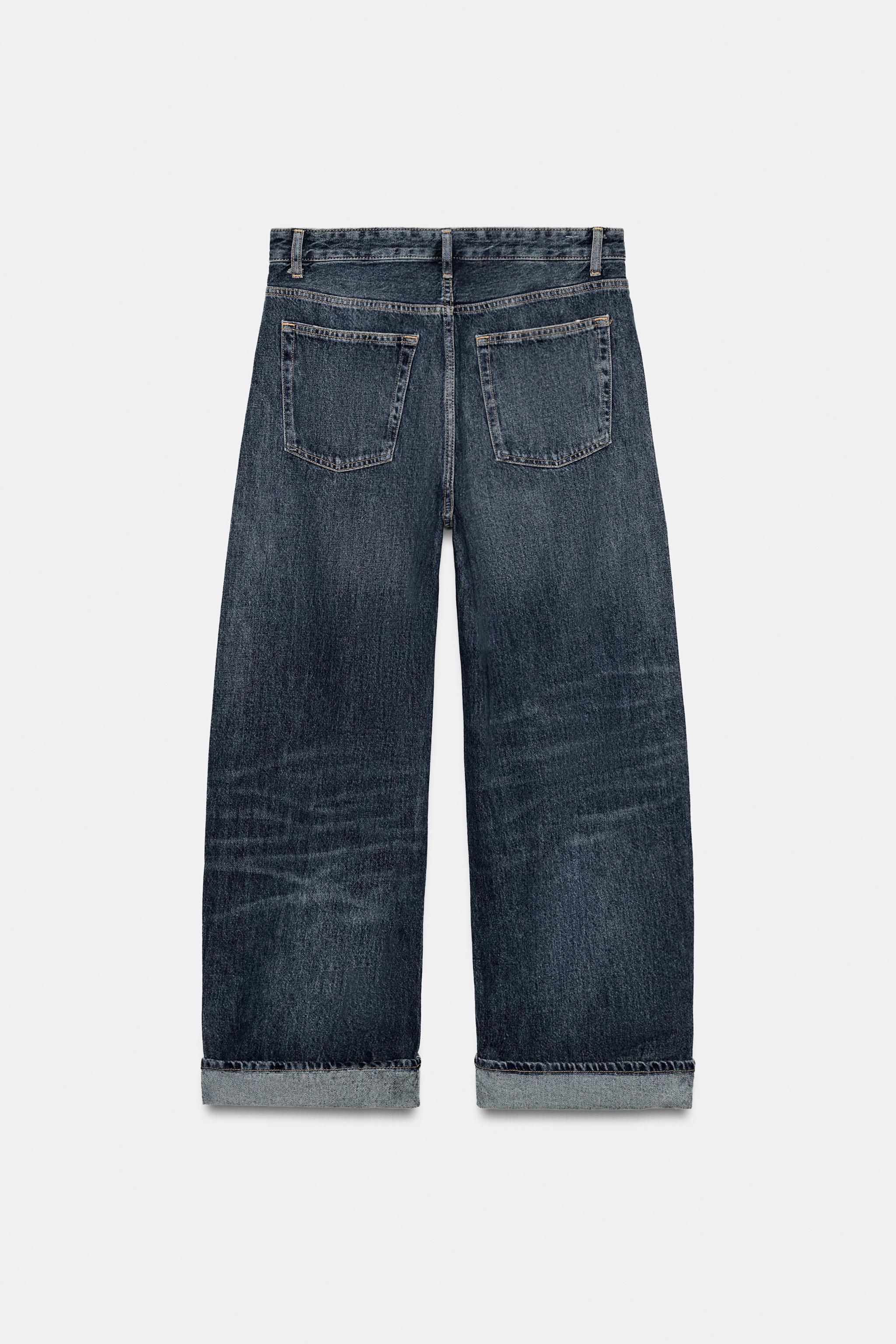 Folded Hem Baggy Fit Jeans