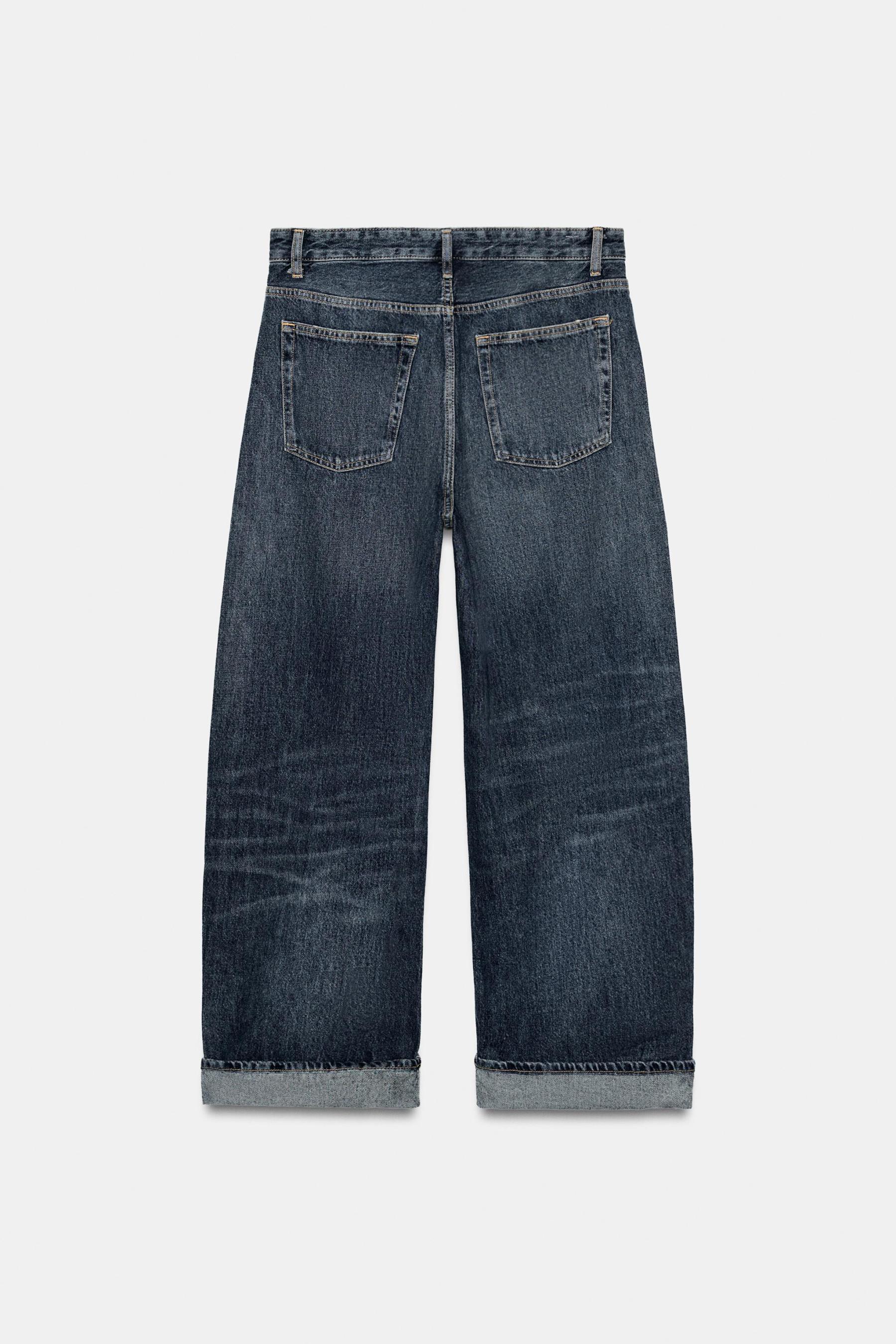 Folded Hem Baggy Fit Jeans