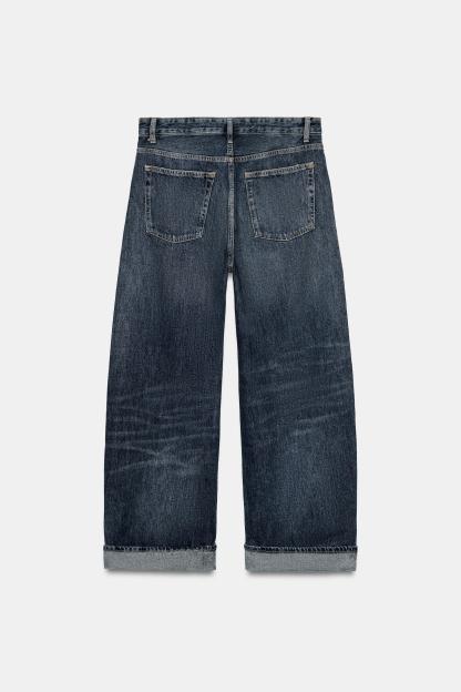 Folded Hem Baggy Fit Jeans