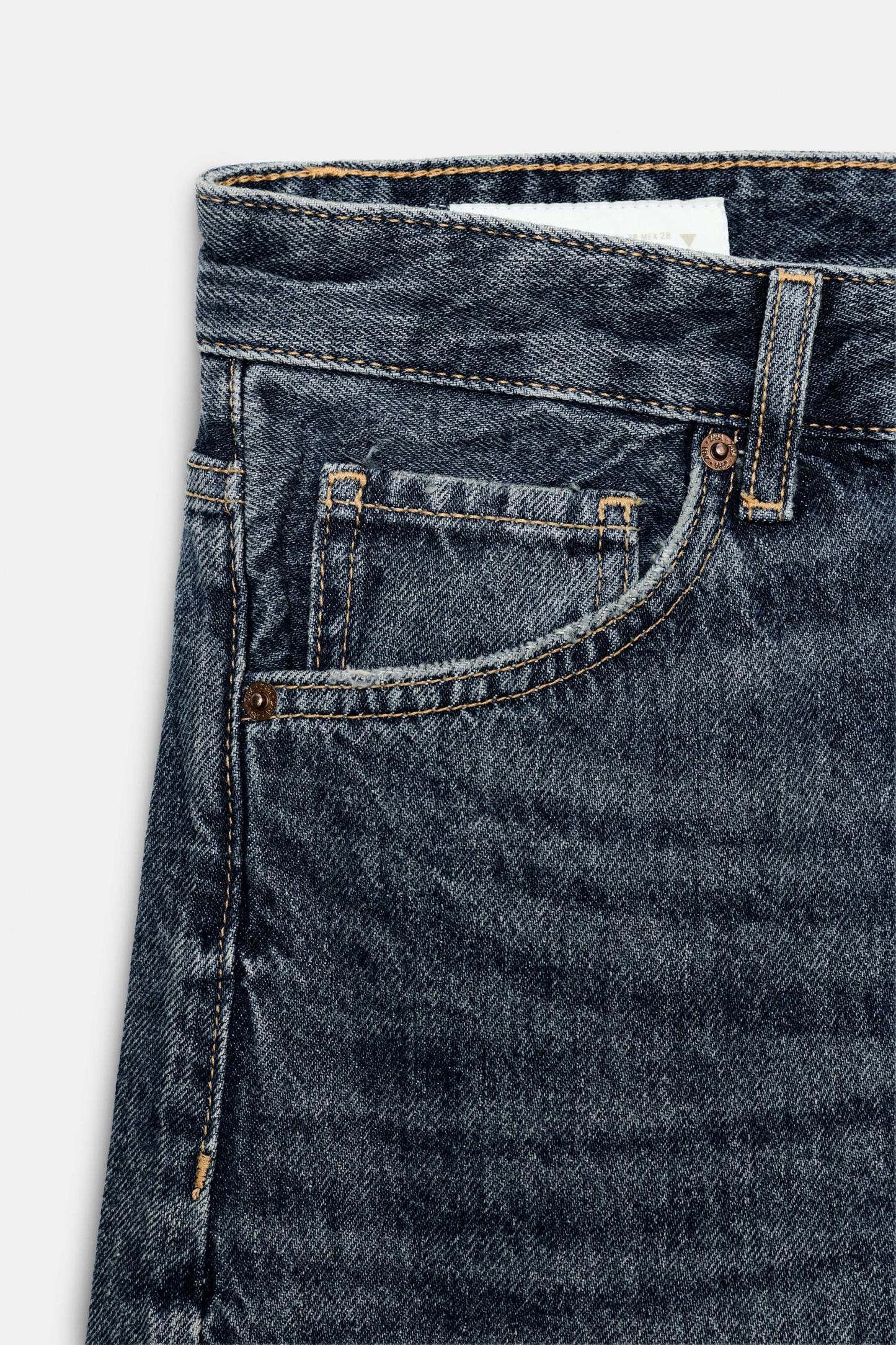 Folded Hem Baggy Fit Jeans