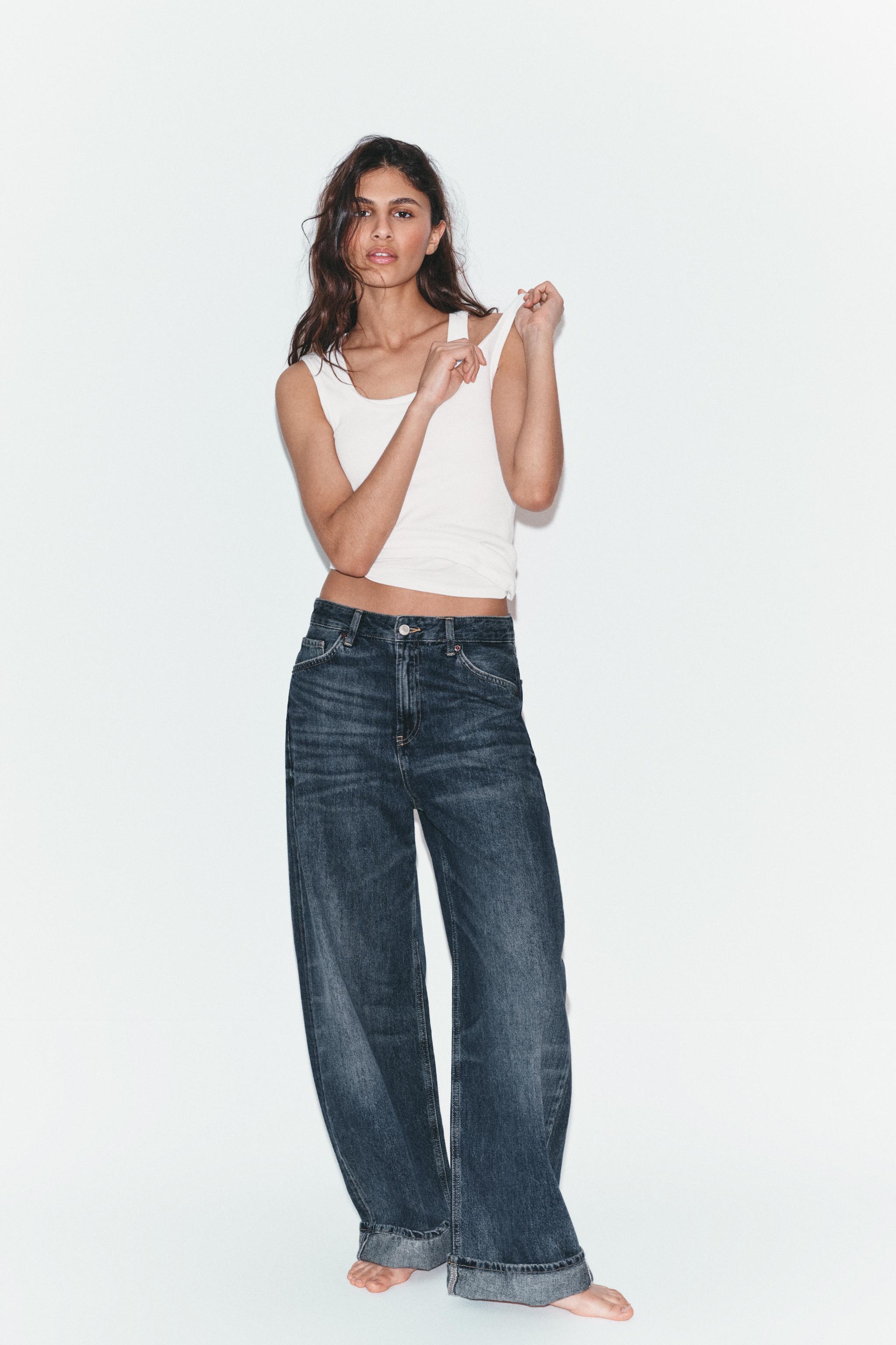 Folded Hem Baggy Fit Jeans