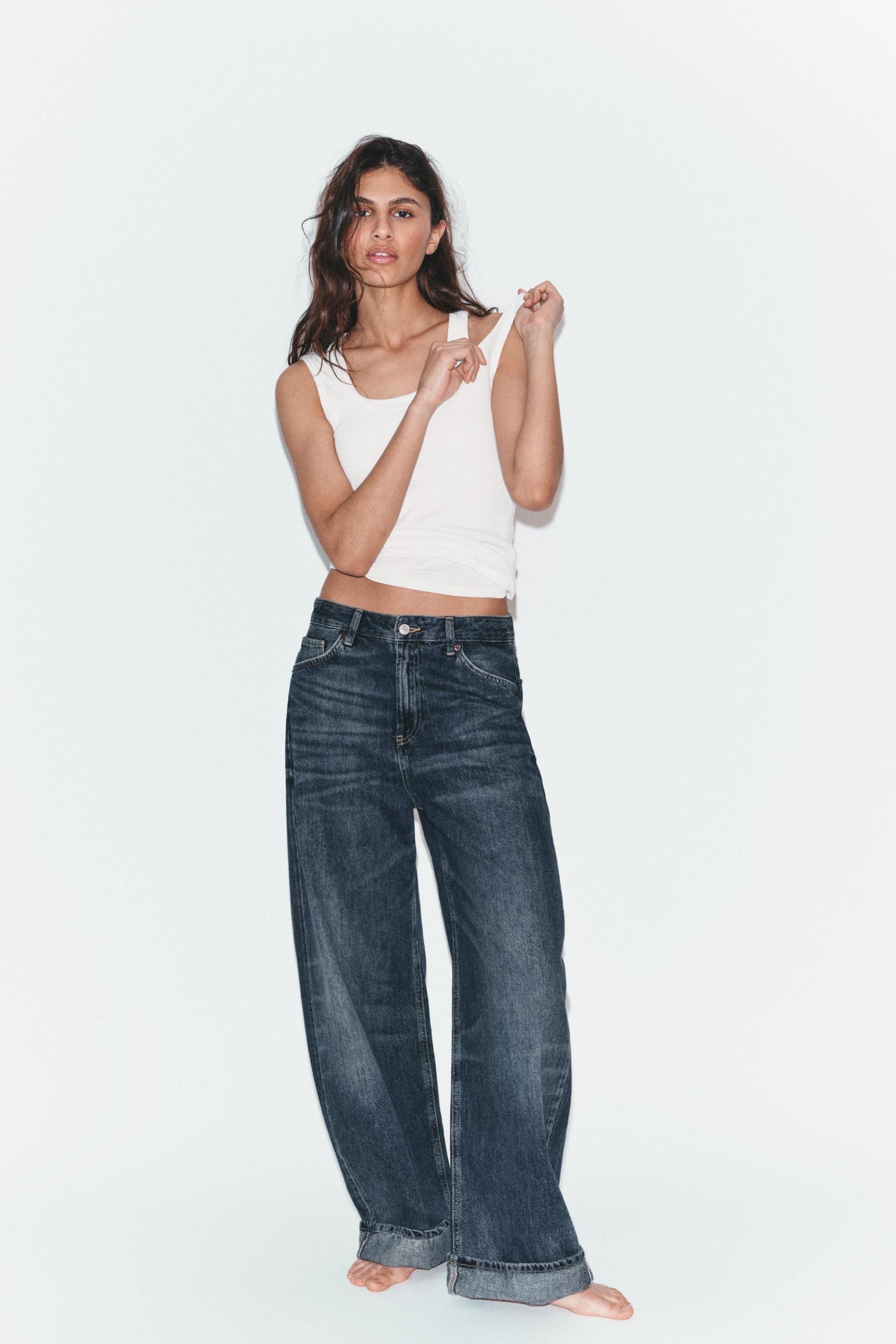 Folded Hem Baggy Fit Jeans