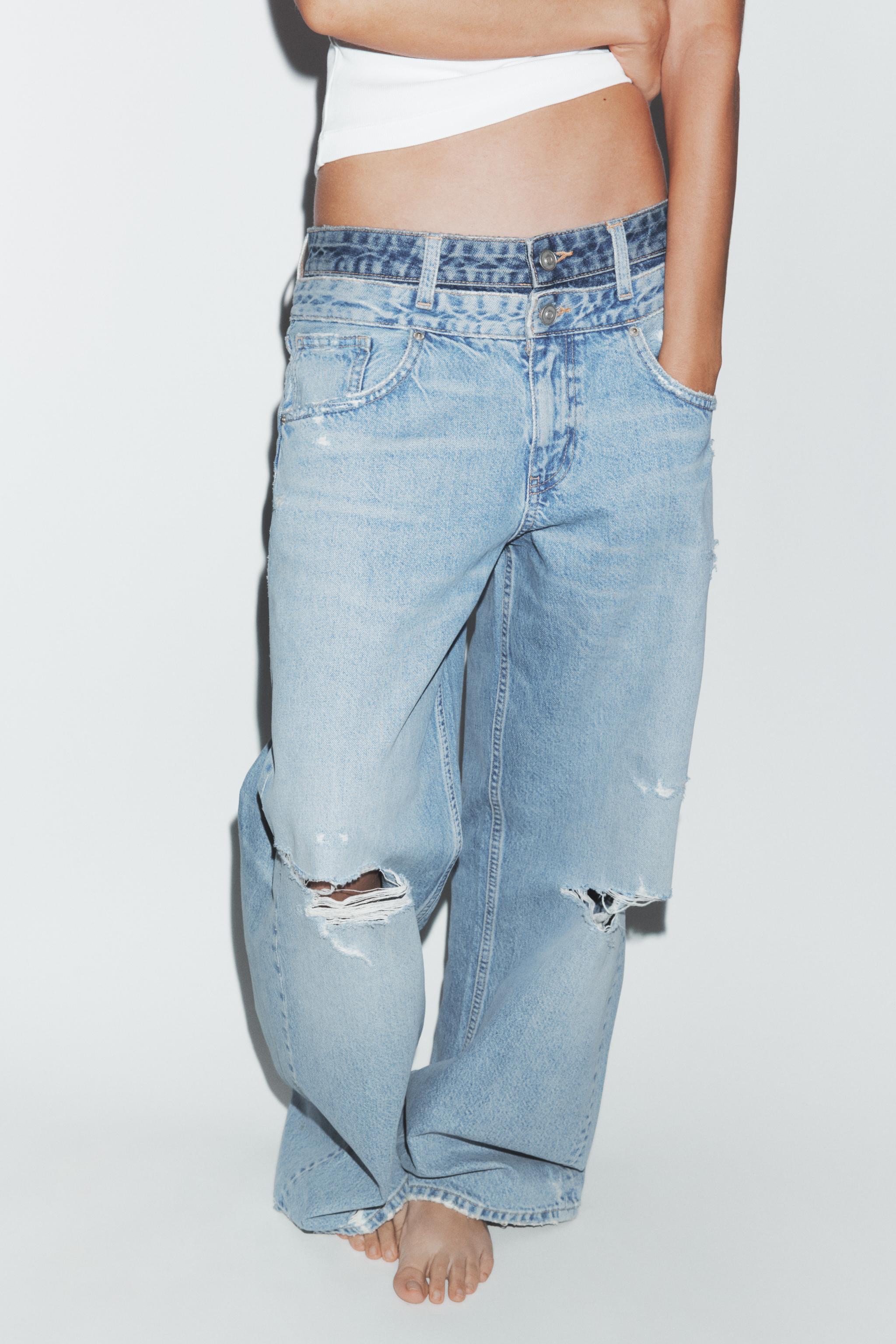 Layered Waist Straight Fit Jeans