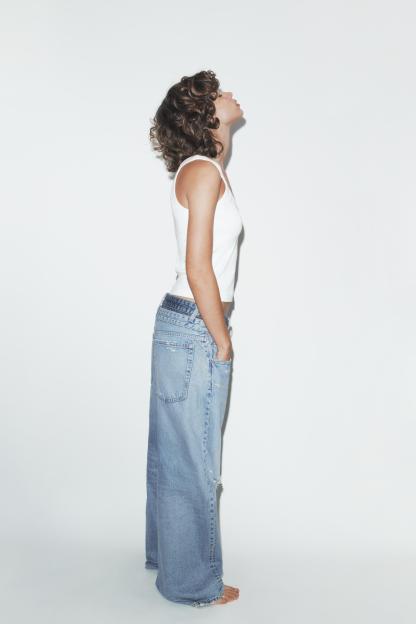 Layered Waist Straight Fit Jeans