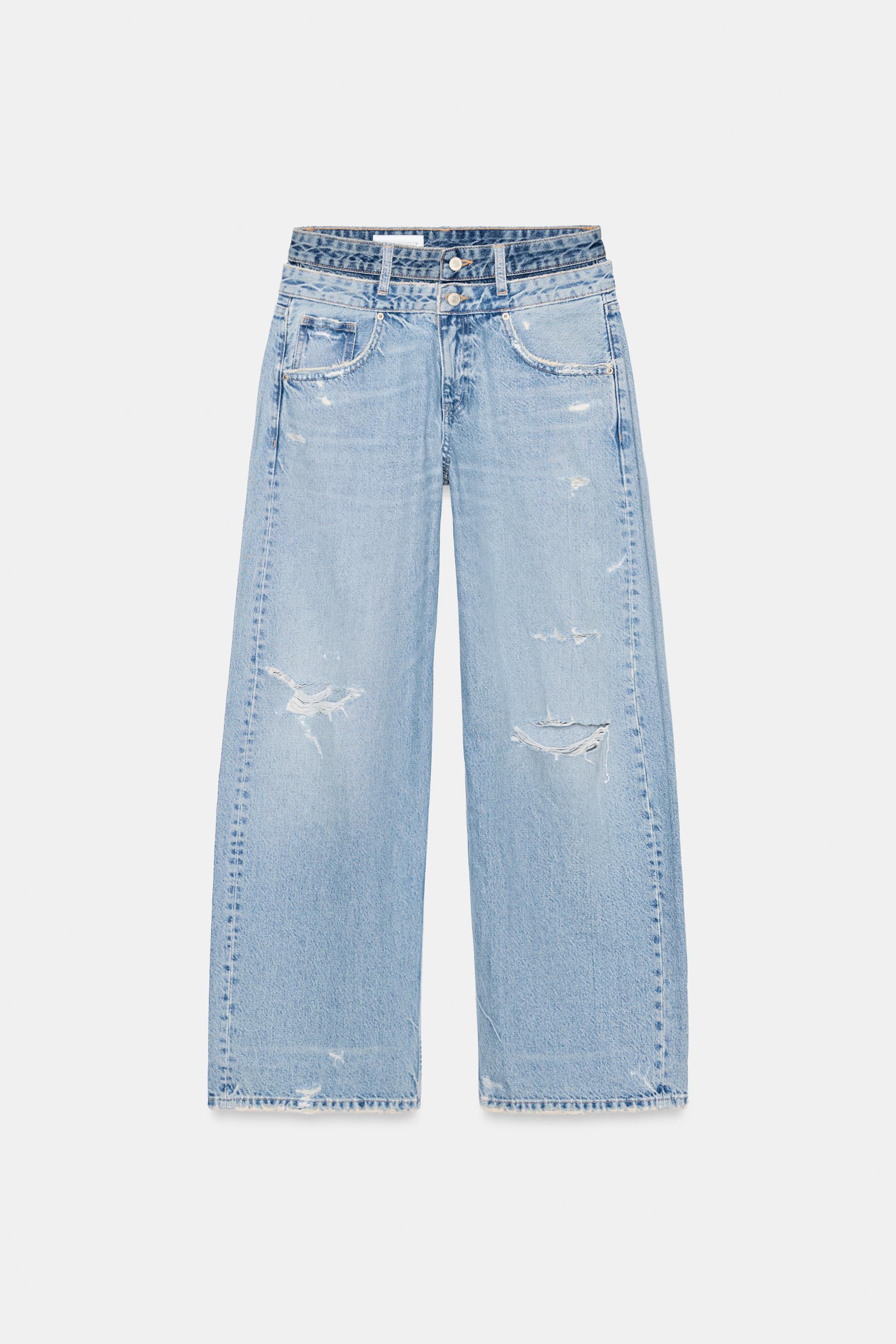 Layered Waist Straight Fit Jeans