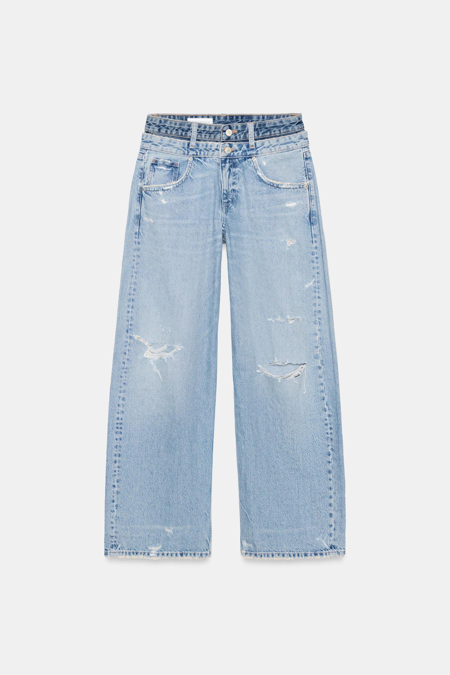 Layered Waist Straight Fit Jeans