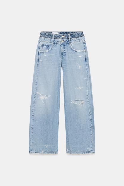 Layered Waist Straight Fit Jeans