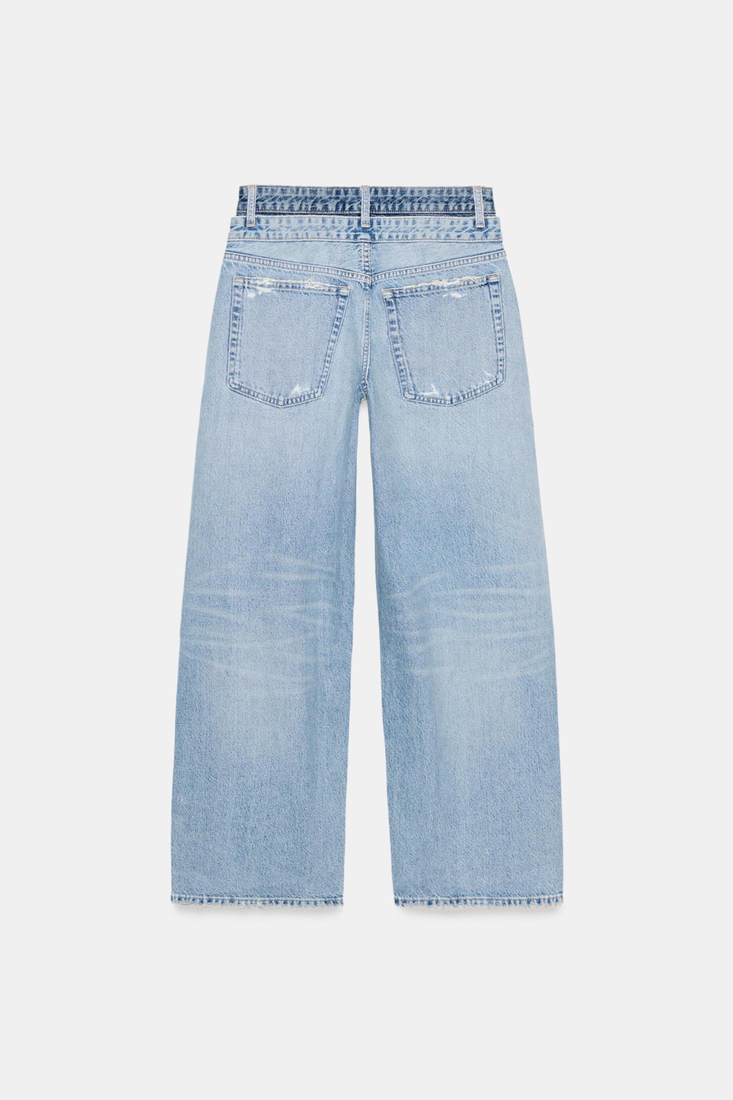 Layered Waist Straight Fit Jeans