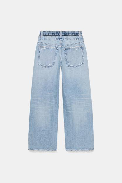 Layered Waist Straight Fit Jeans