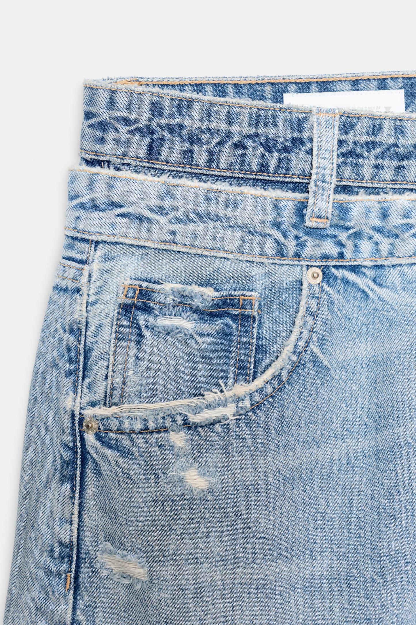Layered Waist Straight Fit Jeans
