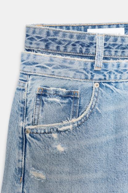 Layered Waist Straight Fit Jeans