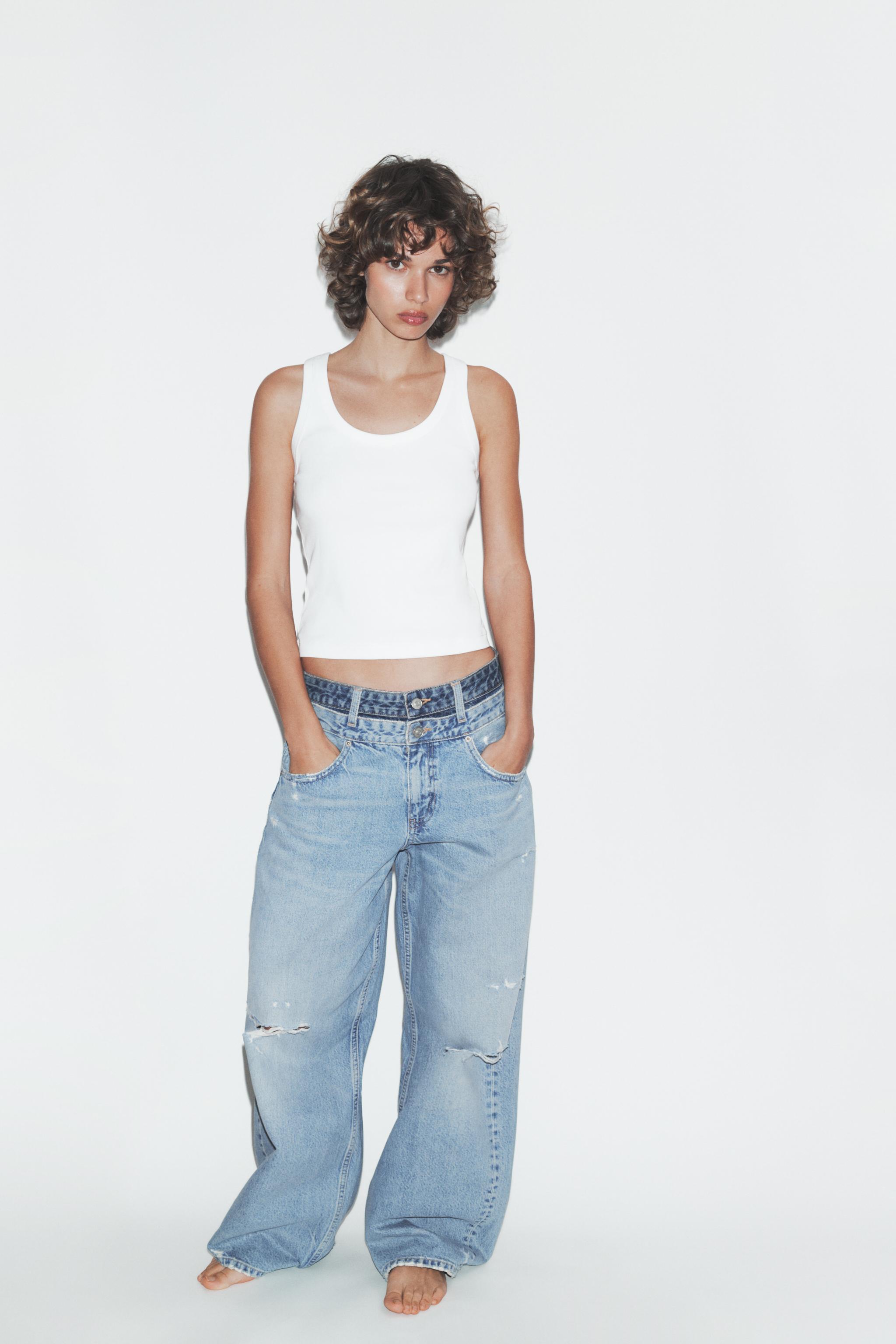Layered Waist Straight Fit Jeans