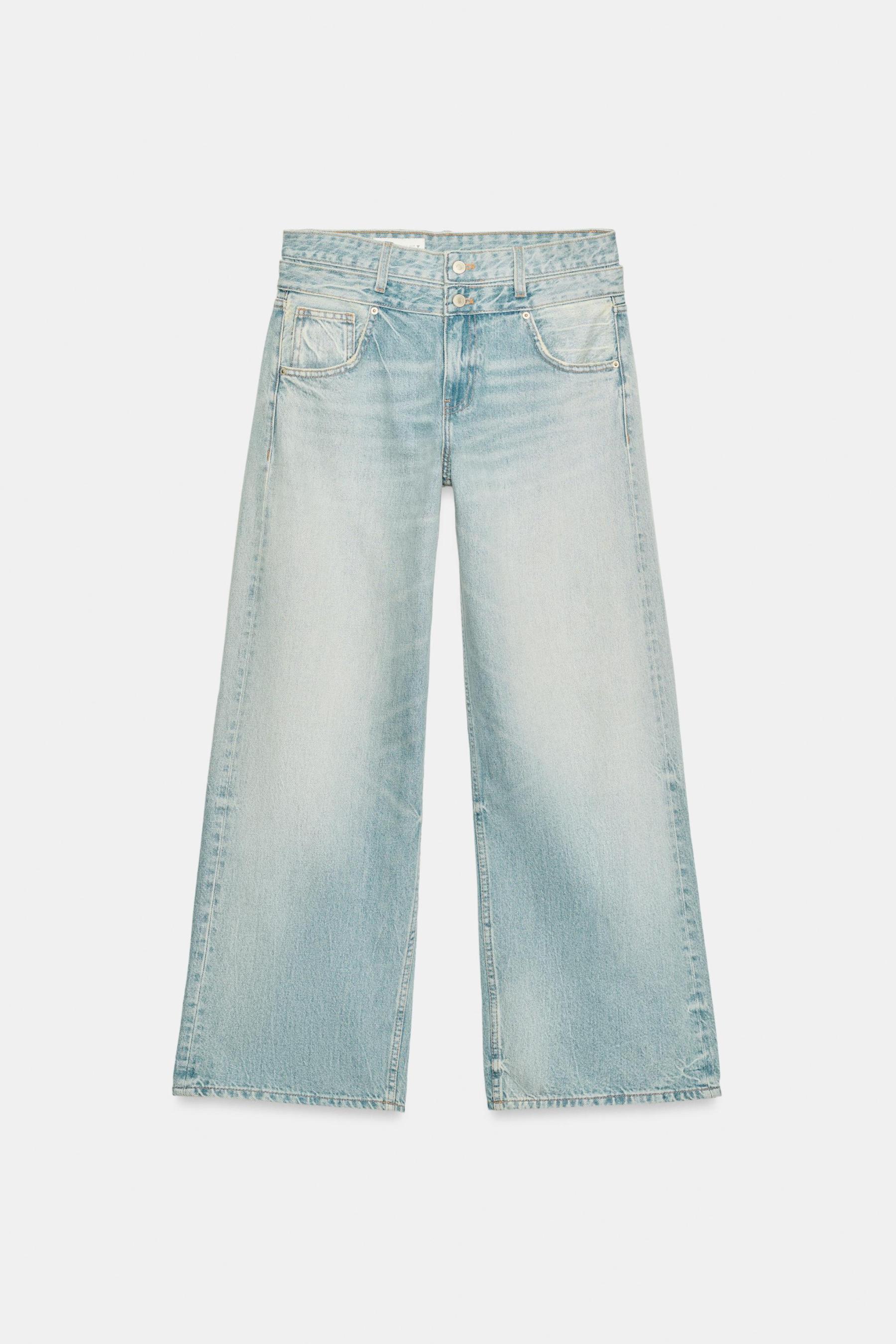 Mid-Waist Double Waistband Straight Jeans