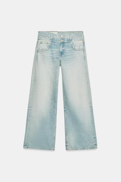 Mid-Waist Double Waistband Straight Jeans