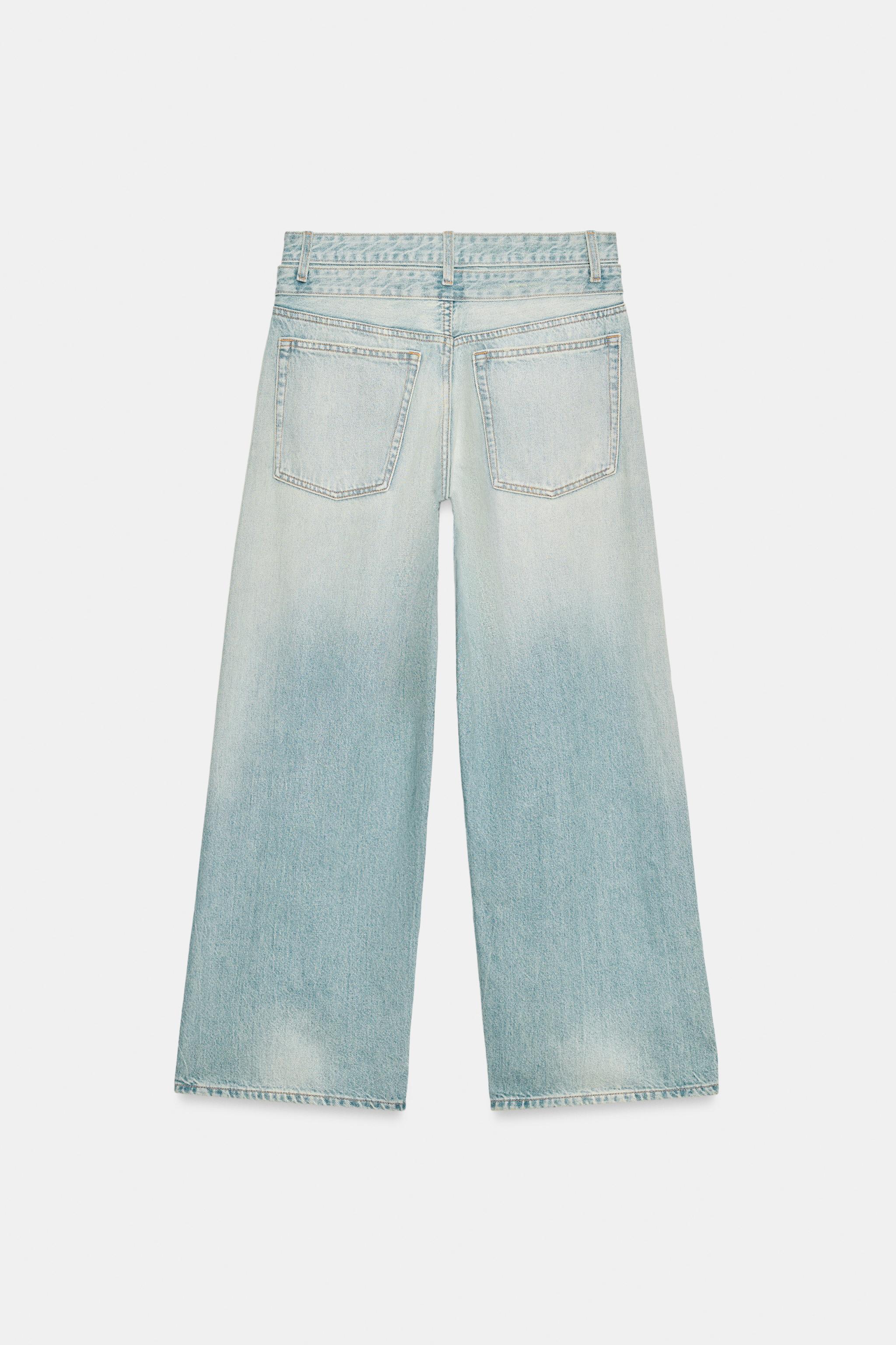 Mid-Waist Double Waistband Straight Jeans