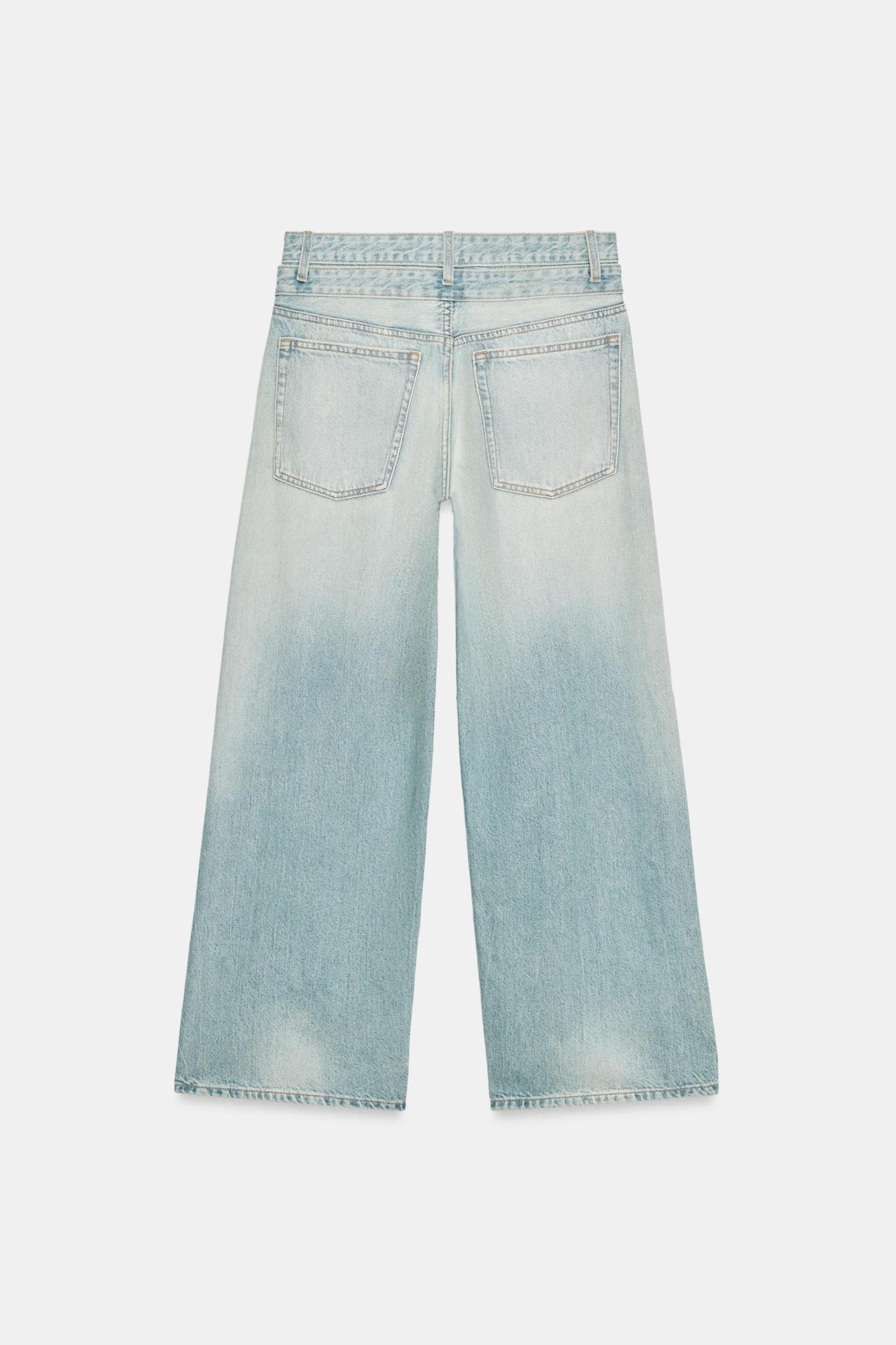 Mid-Waist Double Waistband Straight Jeans