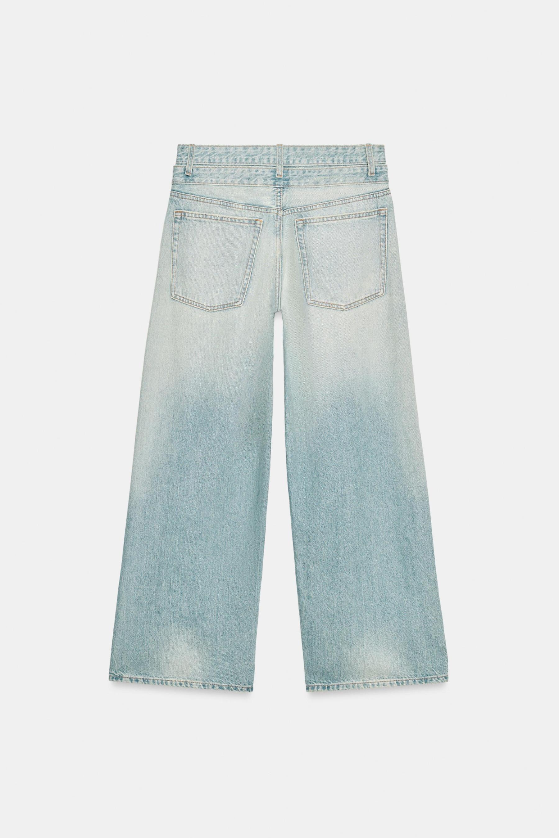 Mid-Waist Double Waistband Straight Jeans