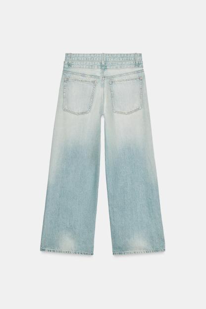 Mid-Waist Double Waistband Straight Jeans