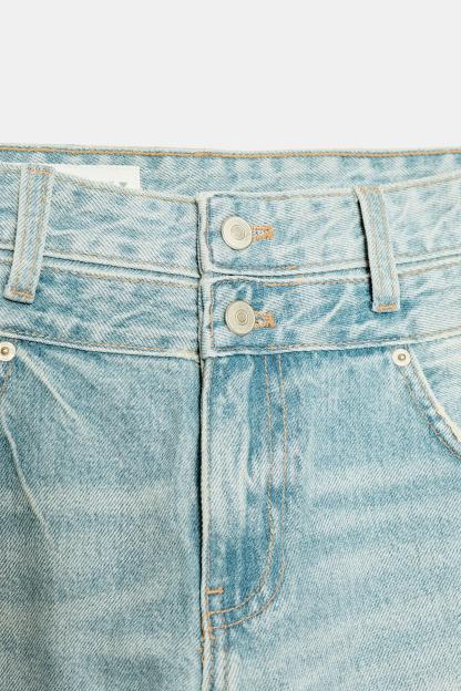 Mid-Waist Double Waistband Straight Jeans