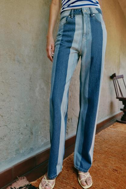 Classic Striped Straight Jeans