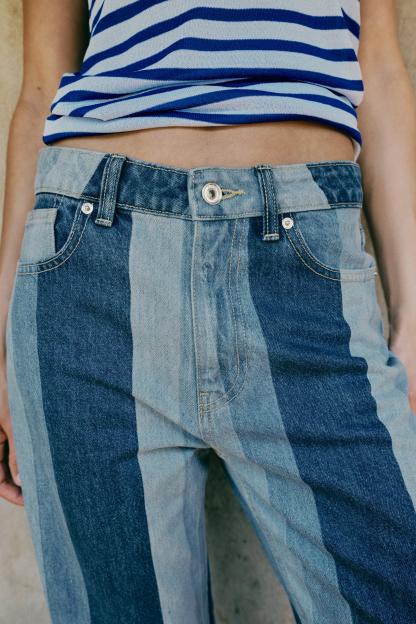 Classic Striped Straight Jeans