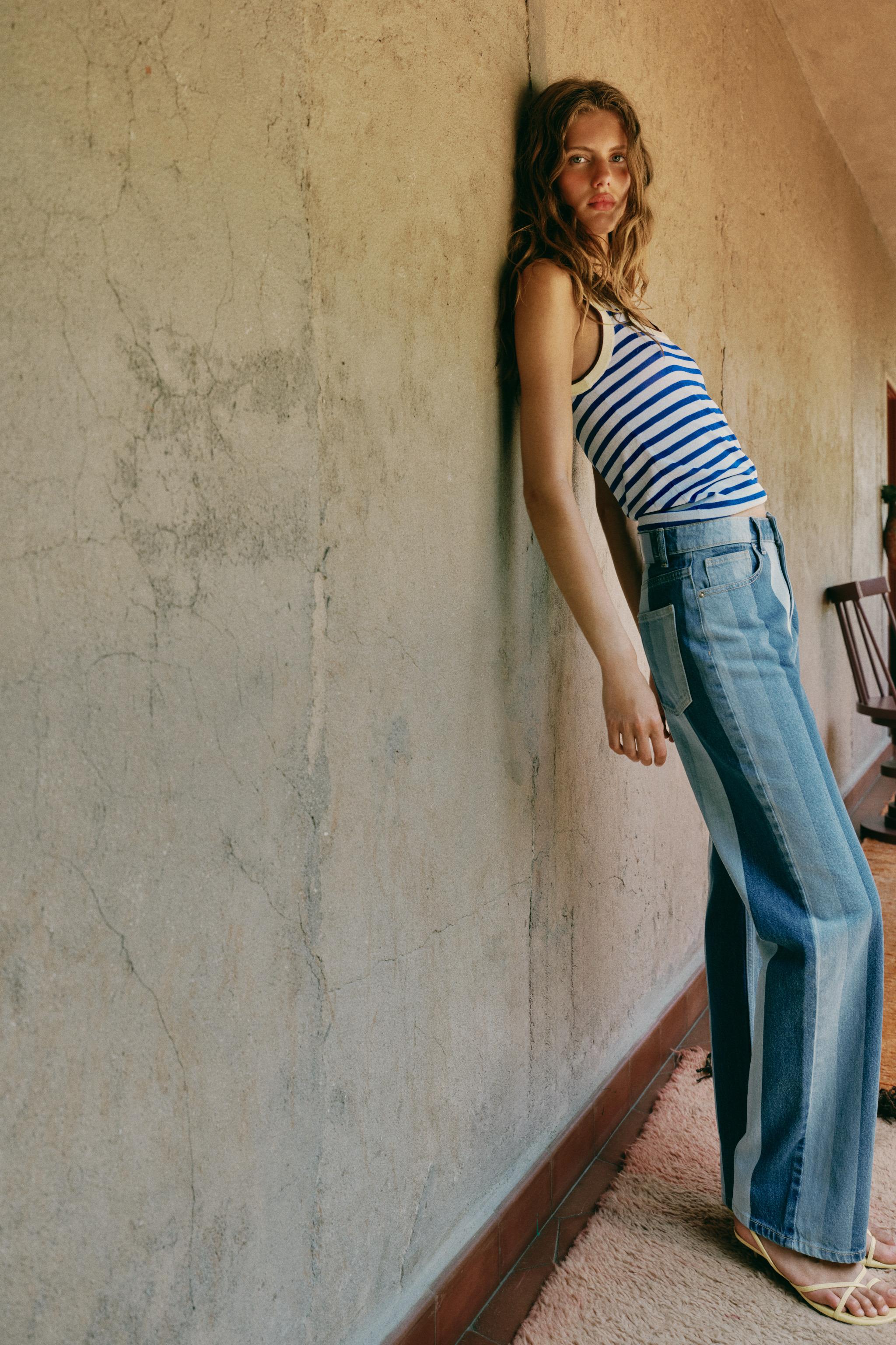 Classic Striped Straight Jeans