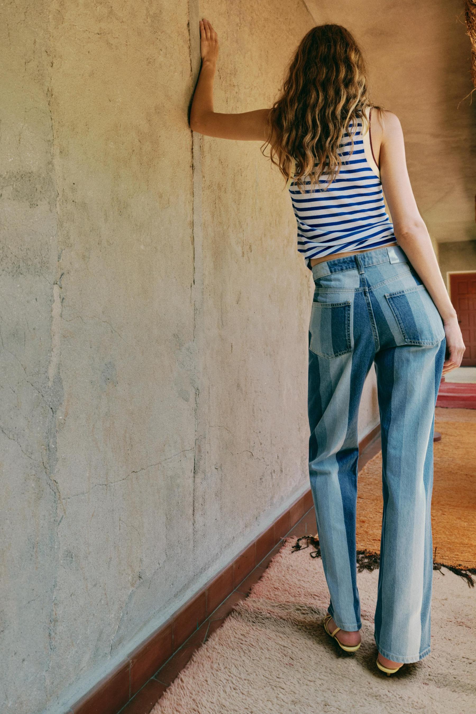 Classic Striped Straight Jeans