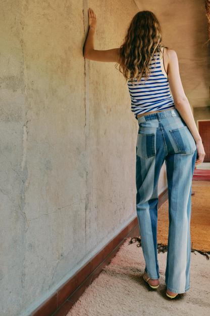 Classic Striped Straight Jeans