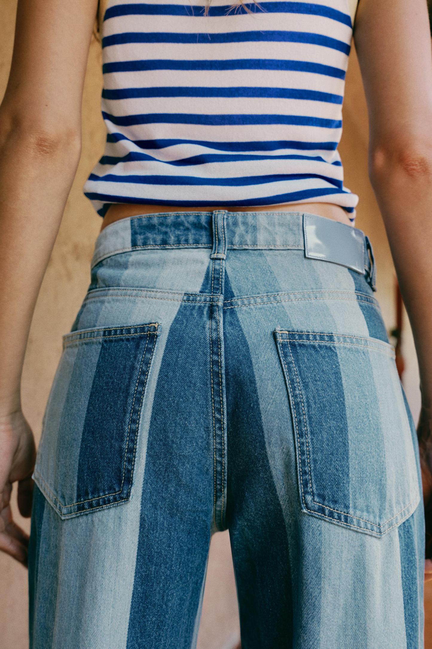 Classic Striped Straight Jeans