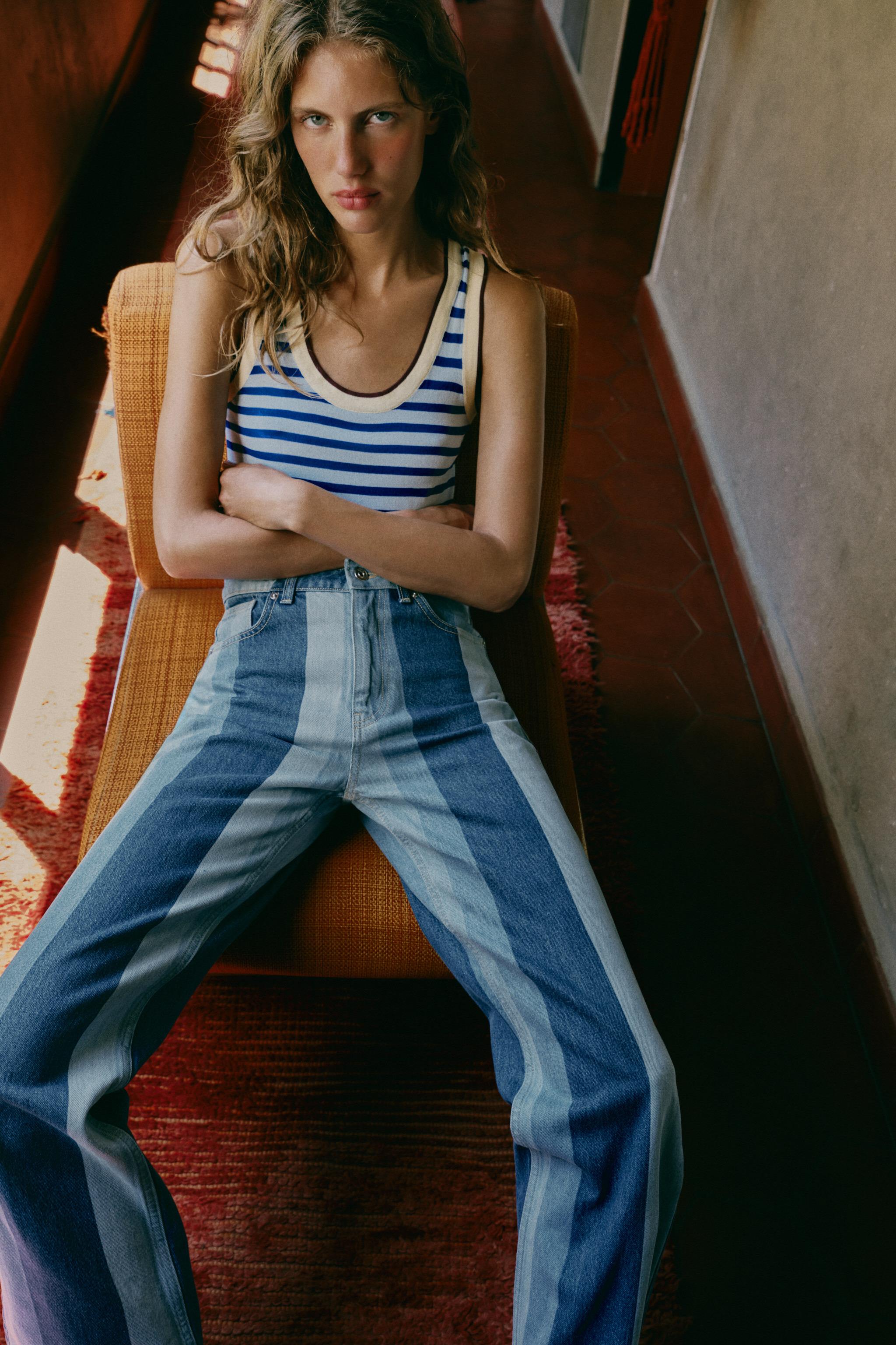 Classic Striped Straight Jeans