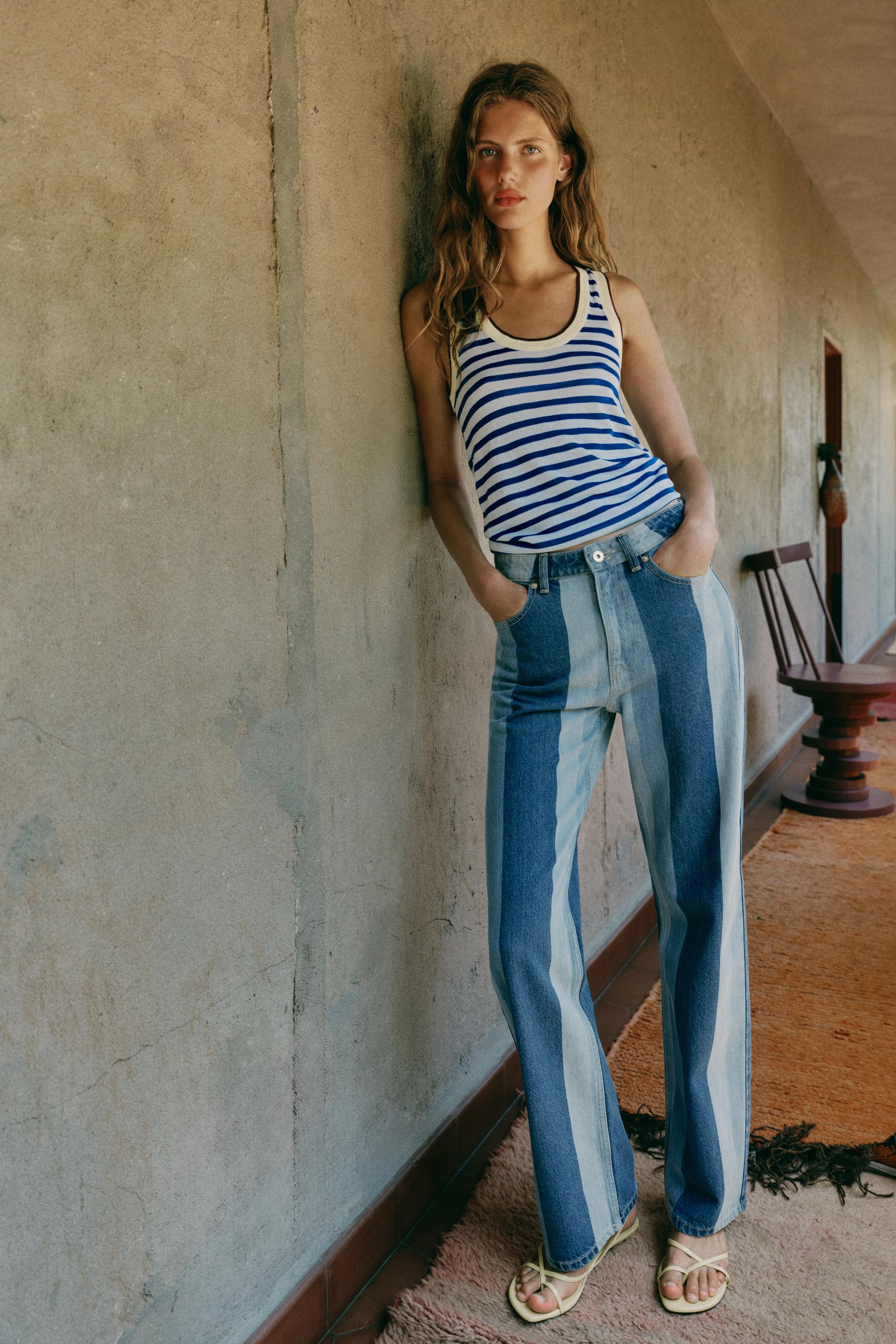 Classic Striped Straight Jeans