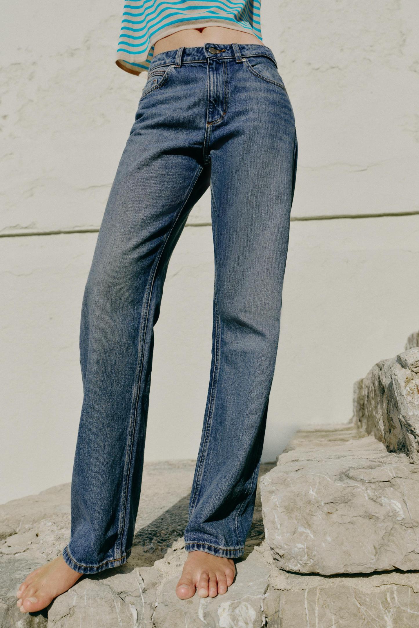 Long Length High-Waist Straight Jeans