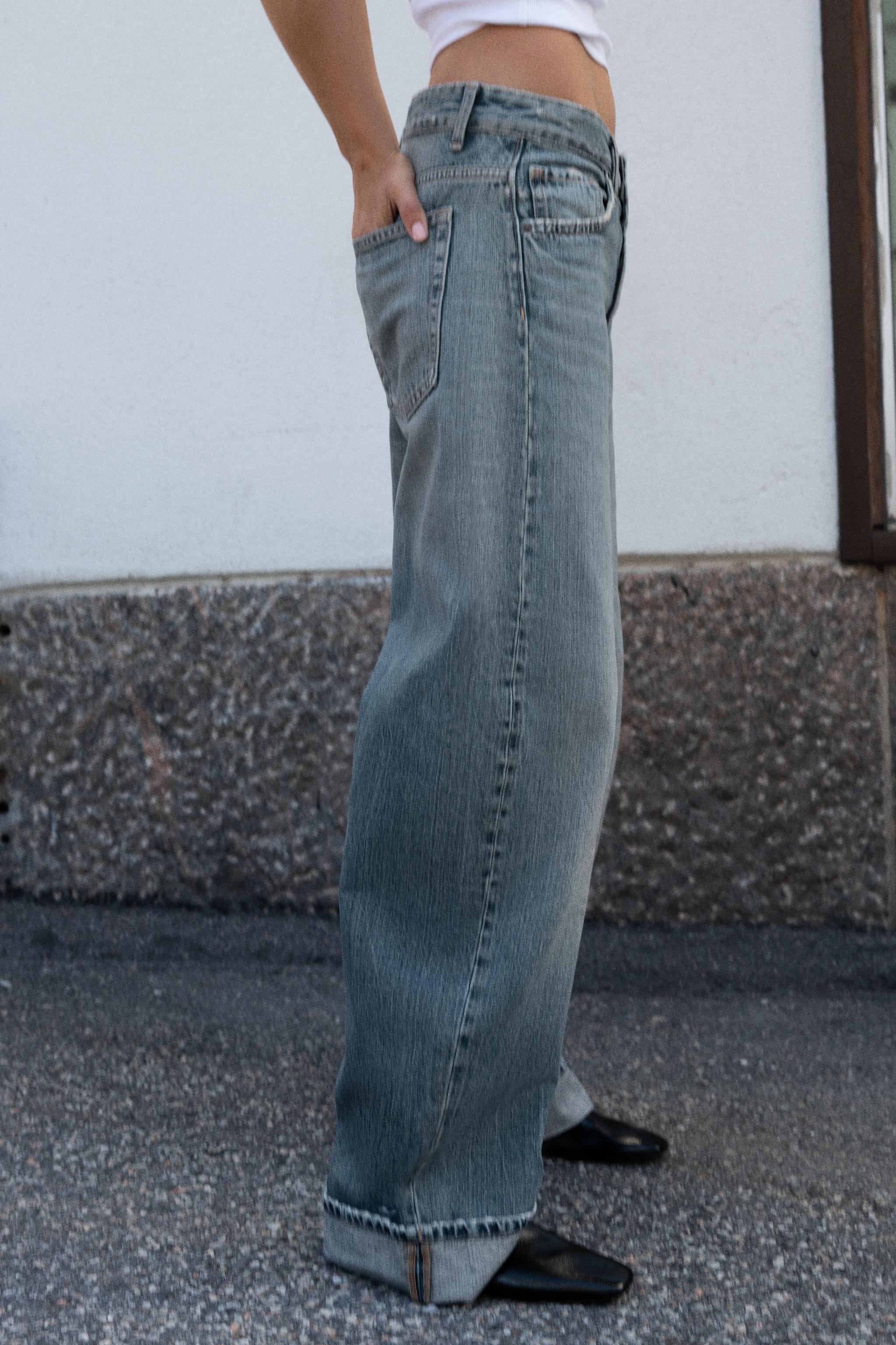 Cuffed Baggy Mid-Waist Jeans