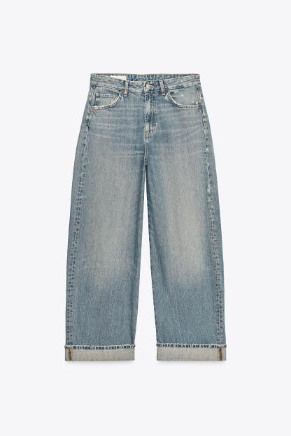 Cuffed Baggy Mid-Waist Jeans