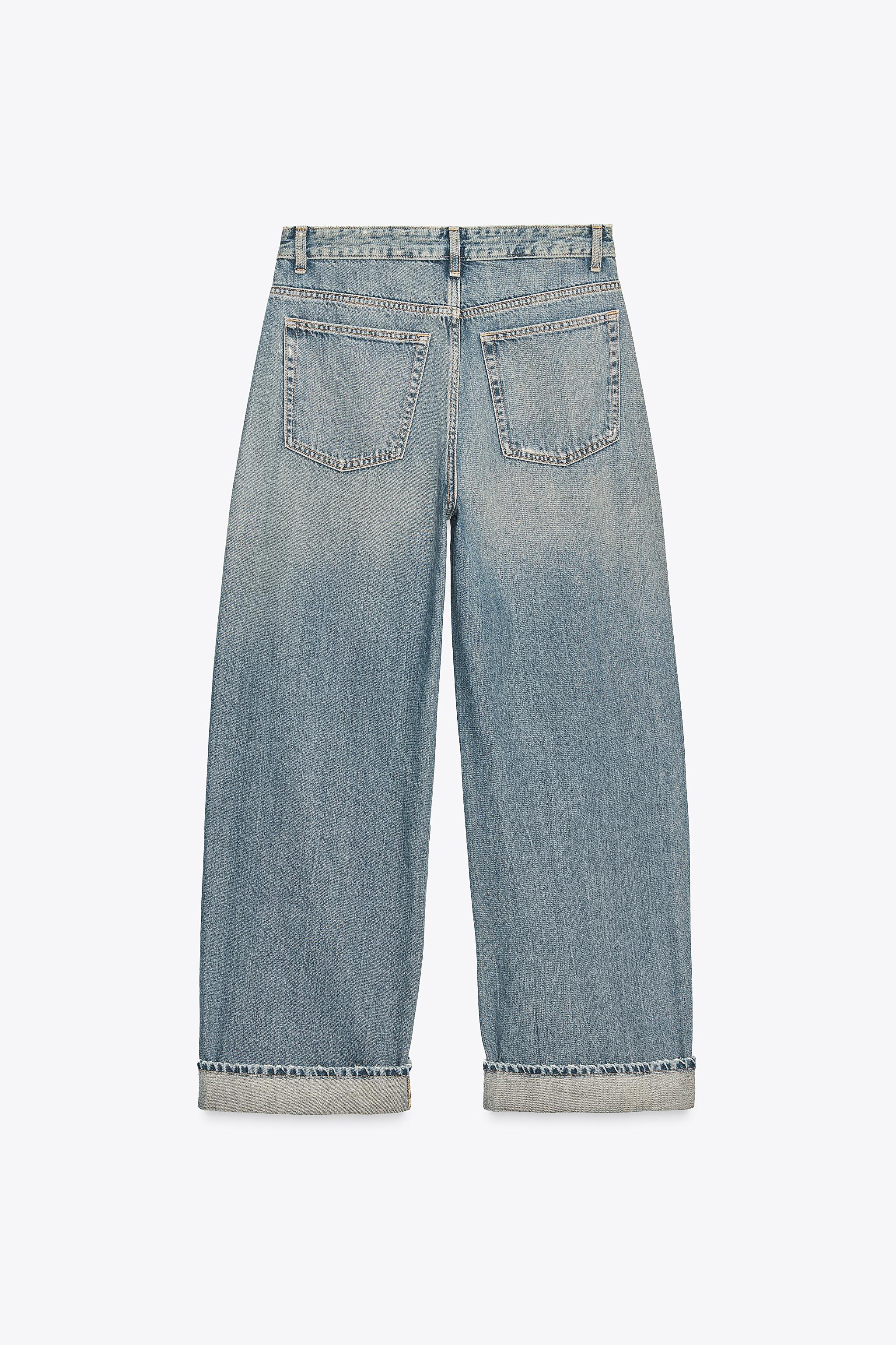 Cuffed Baggy Mid-Waist Jeans
