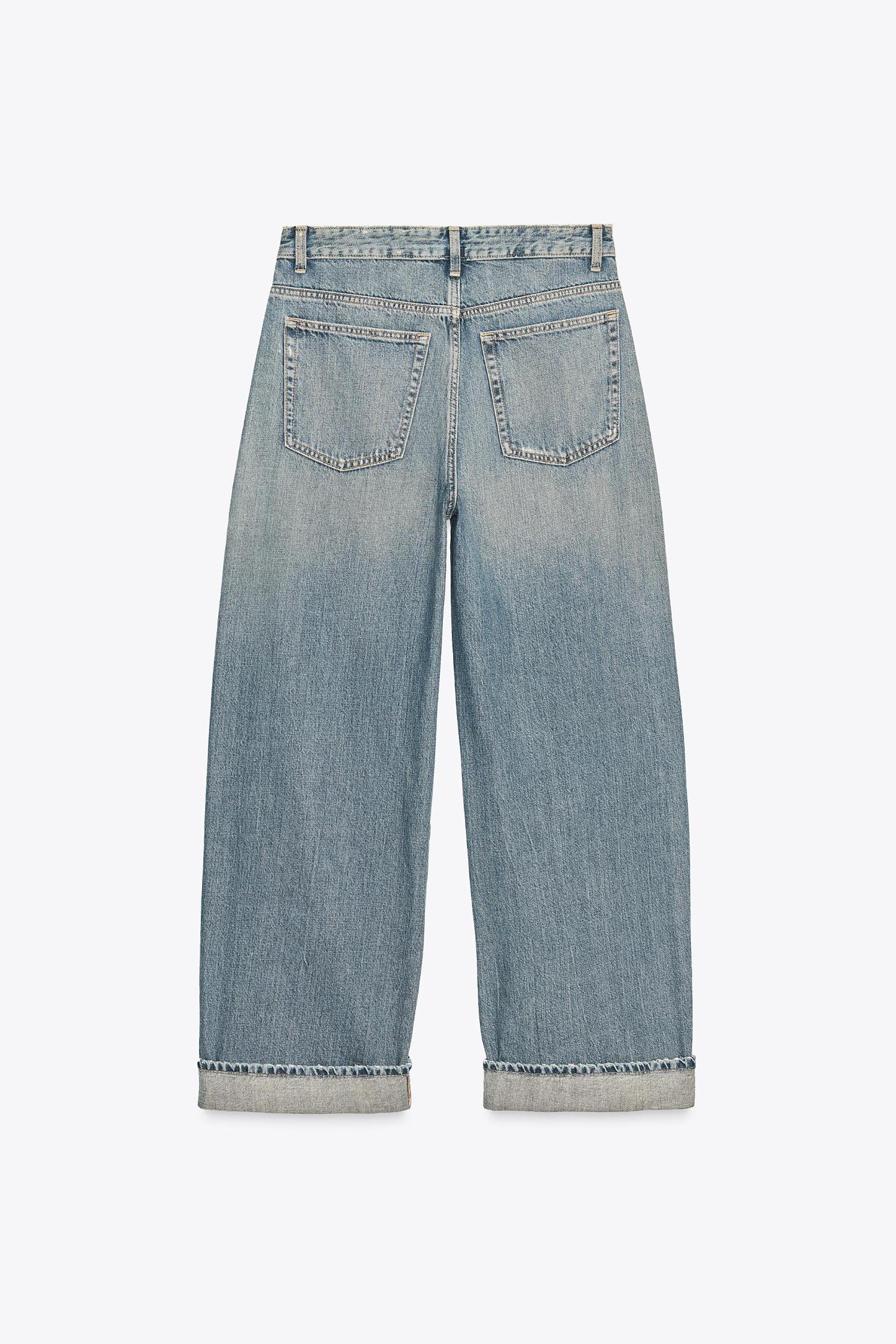 Cuffed Baggy Mid-Waist Jeans