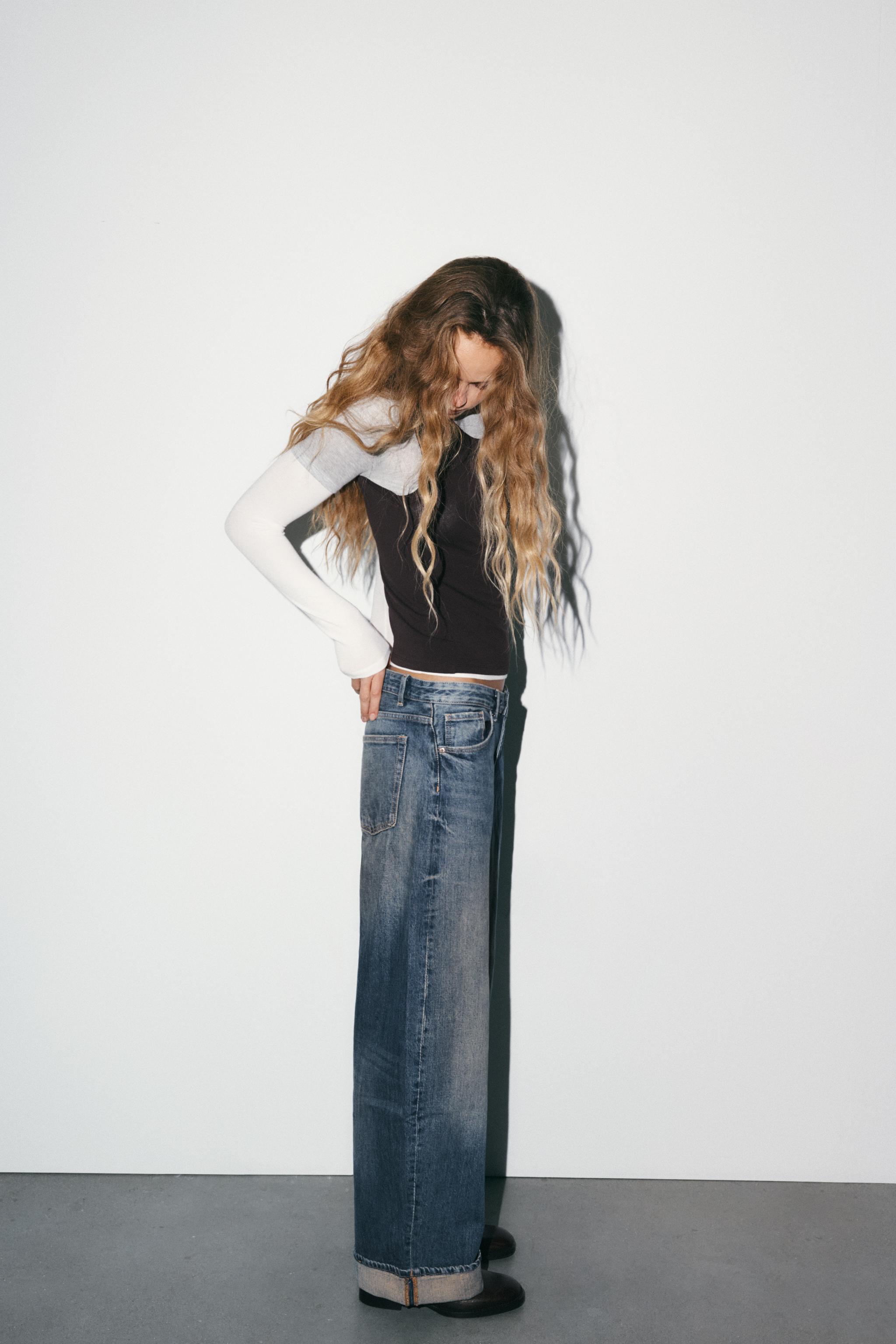 Folded Hem Baggy Fit Jeans