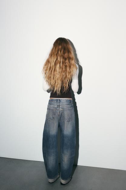Folded Hem Baggy Fit Jeans