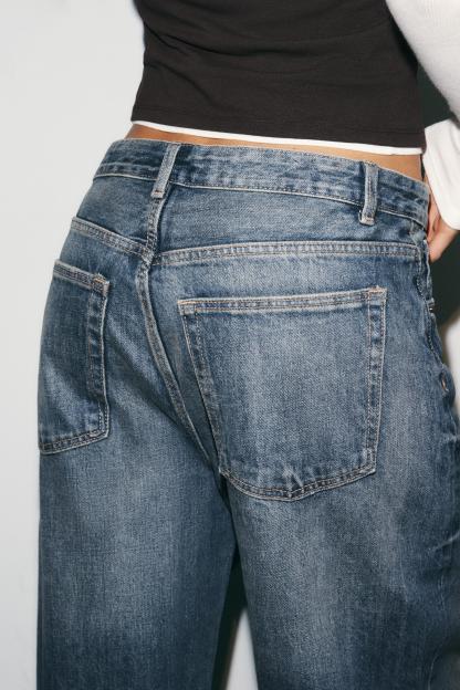 Folded Hem Baggy Fit Jeans