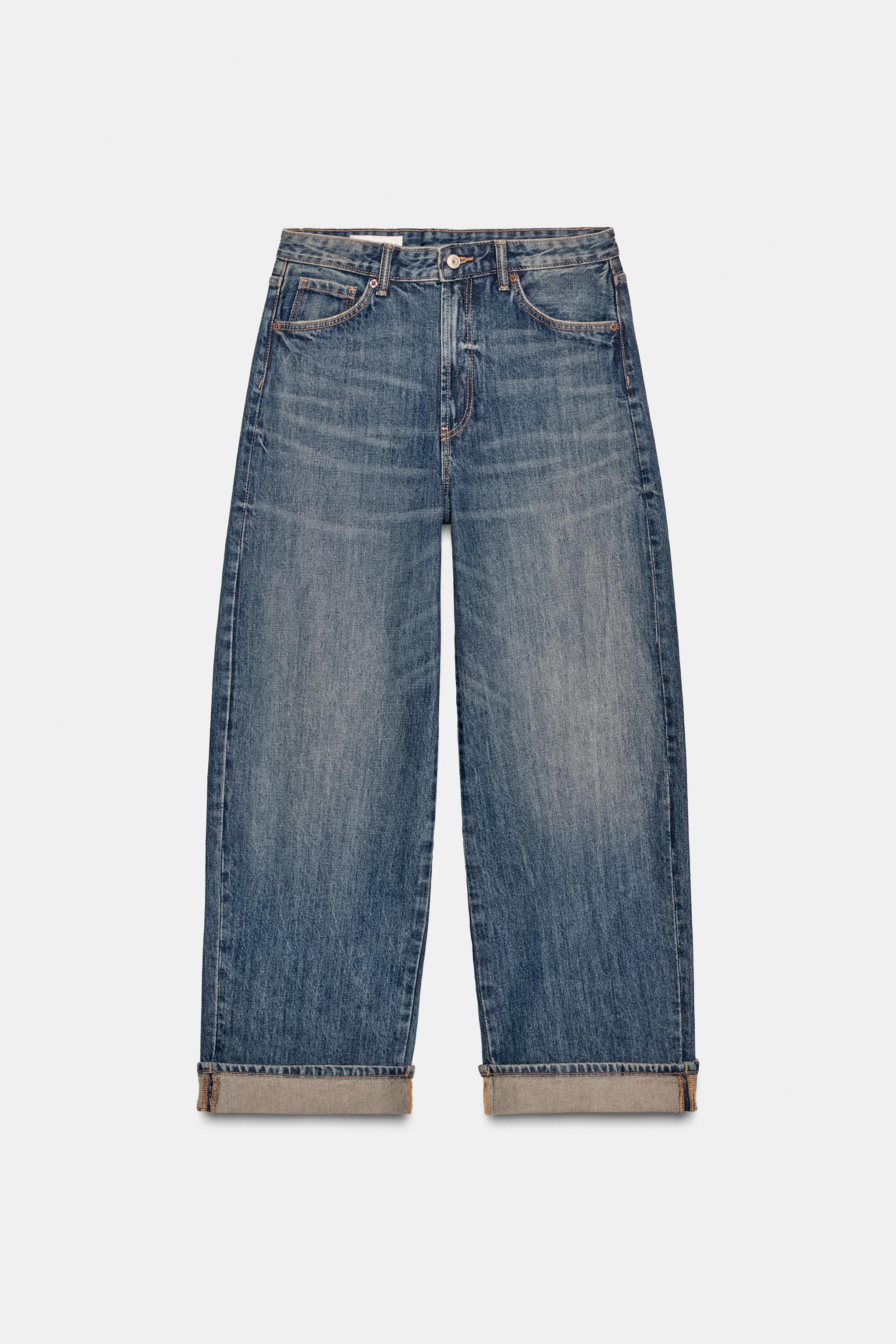 Folded Hem Baggy Fit Jeans