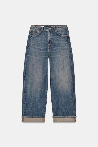 Folded Hem Baggy Fit Jeans