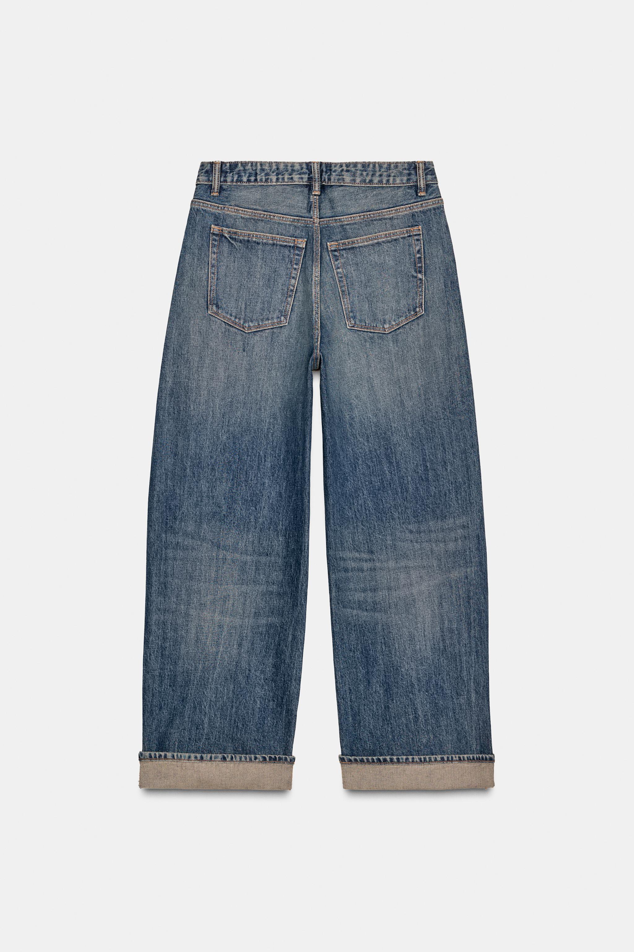 Folded Hem Baggy Fit Jeans