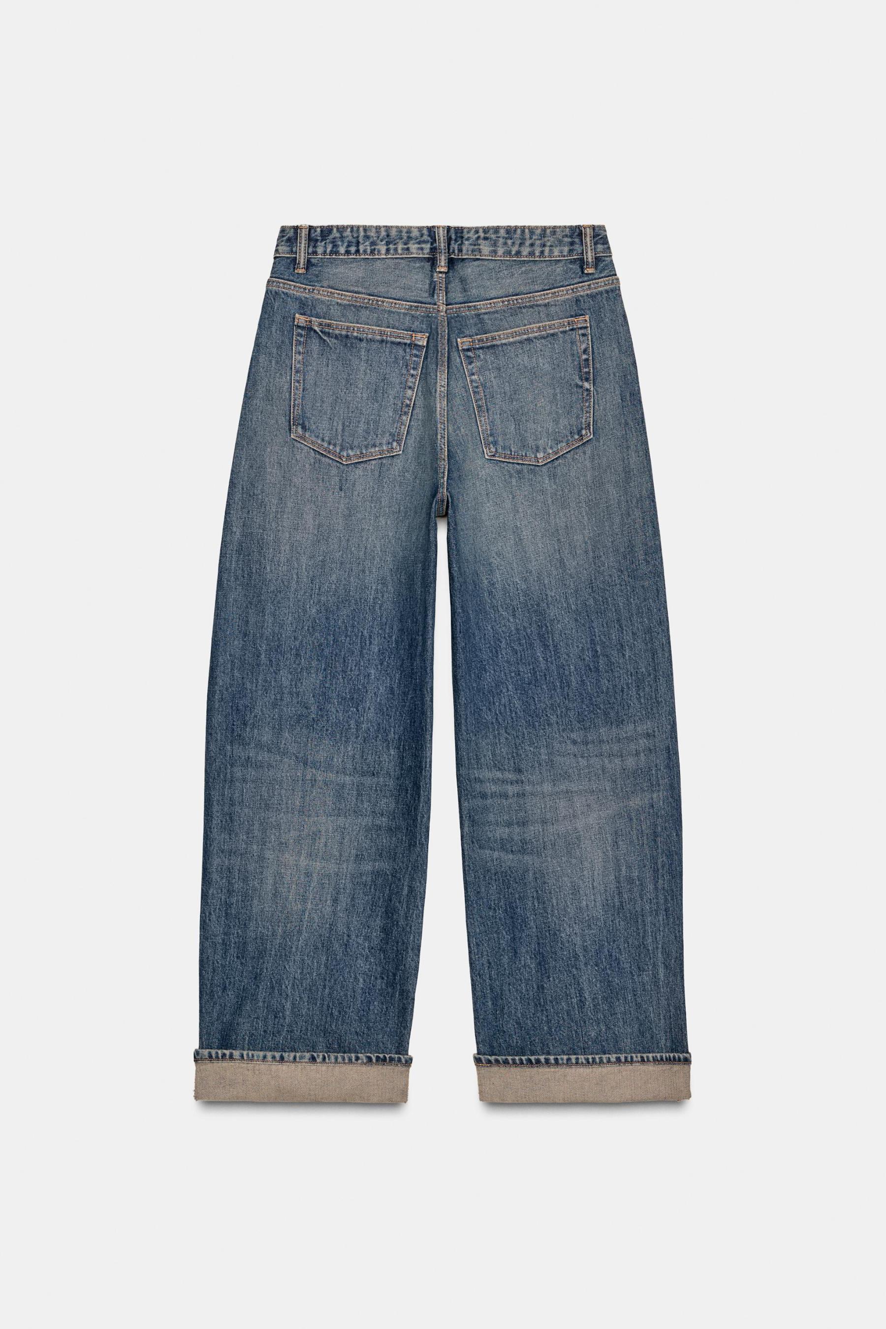 Folded Hem Baggy Fit Jeans