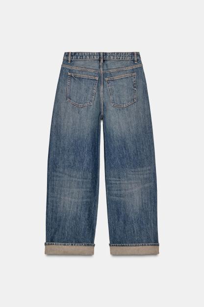 Folded Hem Baggy Fit Jeans