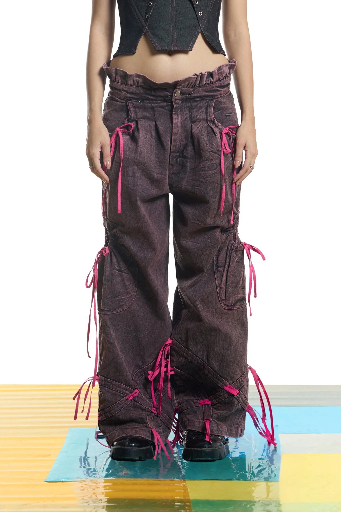 Paperbag Waist Straight Jeans