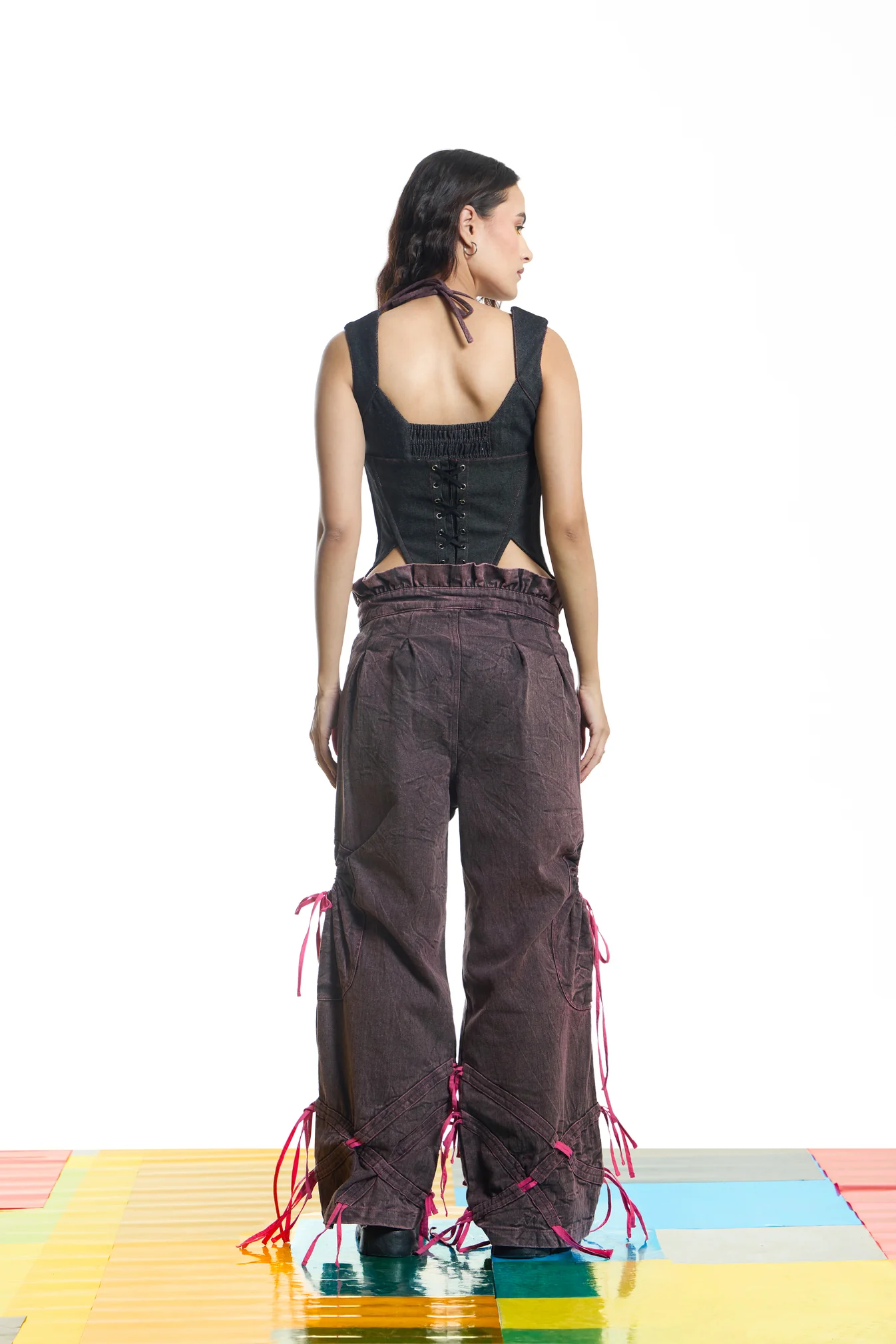 Paperbag Waist Straight Jeans