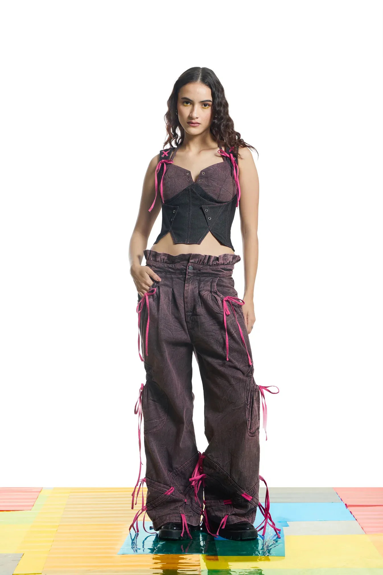 Paperbag Waist Straight Jeans